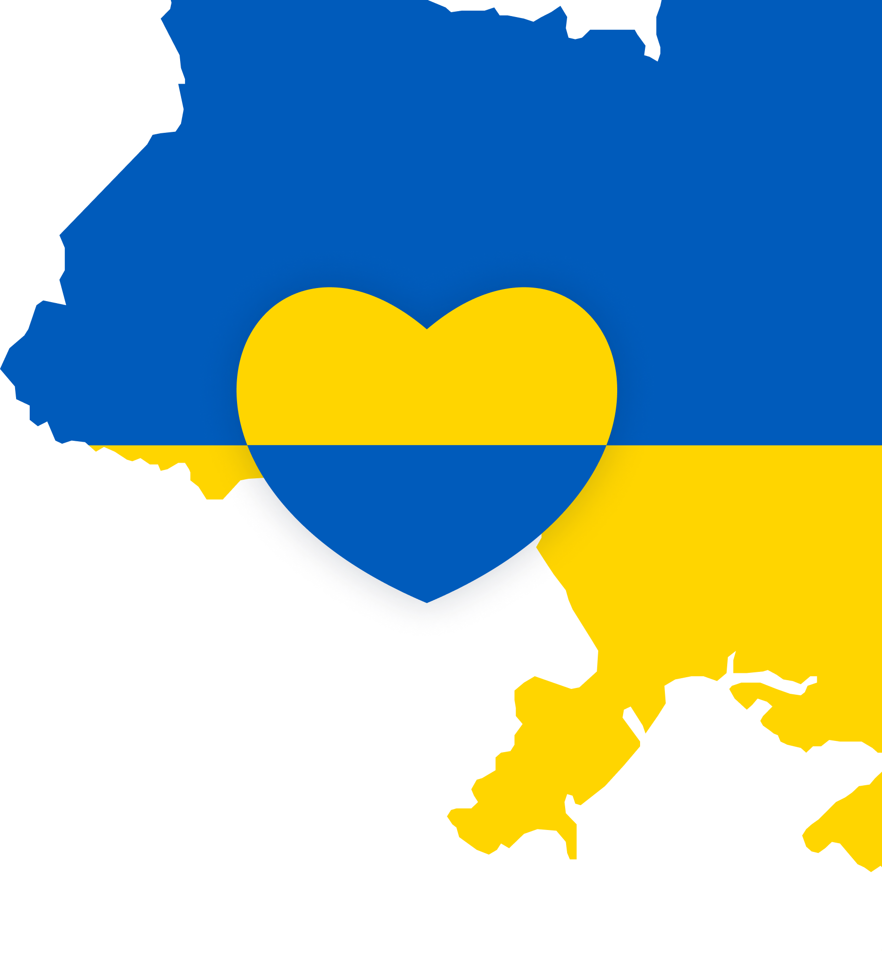 Mapa Ukrainy w kolorach flagi ukrainy